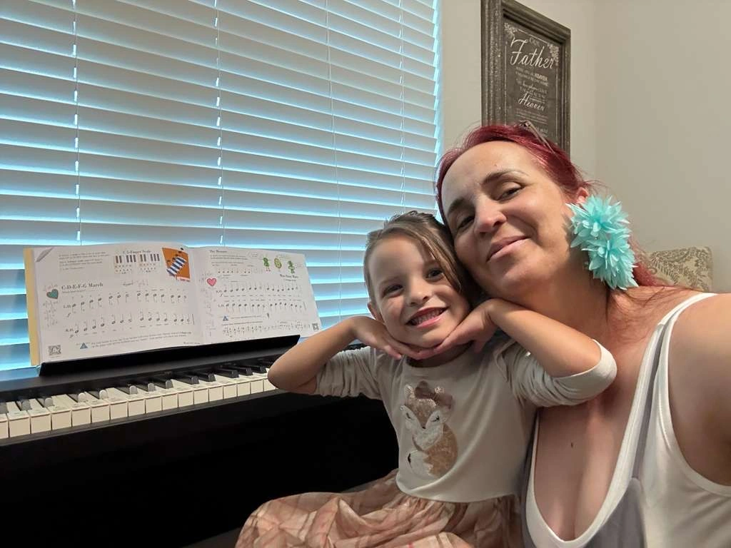 Teen piano student